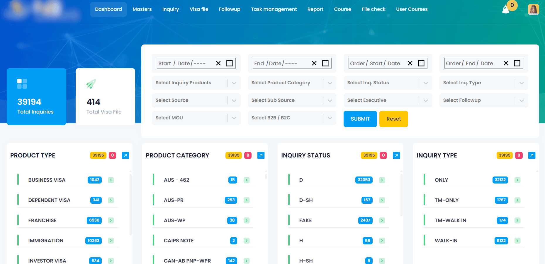 Smart Visa Management Dashboard